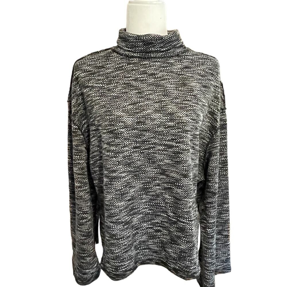 Free People NEW Size Small Oversized Night Star Combo Tunic Sweater Black Gray